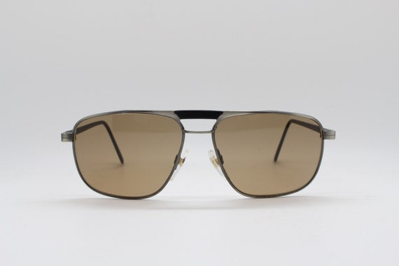 90s vintage small square aviator sunglasses. Matt… - image 2