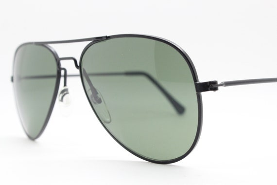 Vintage 80s Aviator Sunglasses. Black Metal Frame With Dark  display picture 3