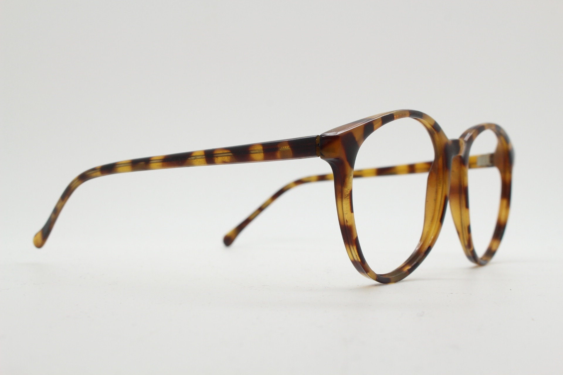 80s Vintage Oversized Round Glasses. Honey Tortoise Acetate