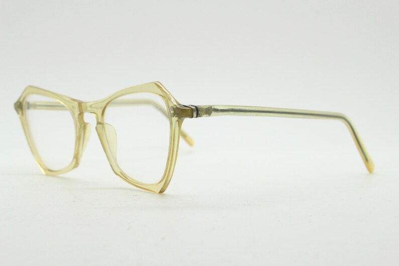 Vintage 40s Pale Yellow Crystal Glasses. Transparent Slim Abstract ...