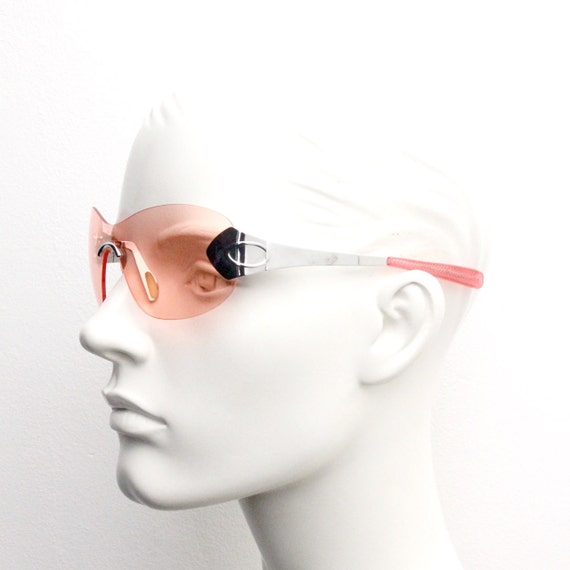 Y2K vintage visor sunglasses. Futuristic frameles… - image 7
