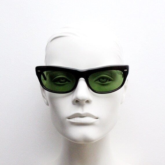 60s Stone Cold Killer Vintage Sunglasses. Wraparound Dark Brown Heavy  Acetate Frame With Green Real Glass Lenses. Hells Angel Cat Eye - Etsy