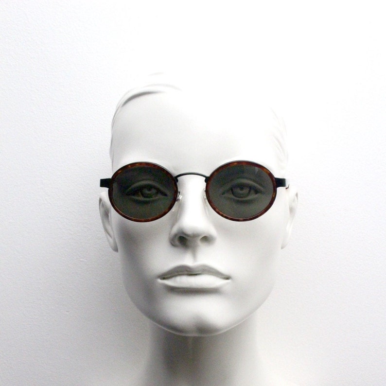 90s Vintage Oval Sunglasses. NOS Black Metal Frame Encasing Etsy UK