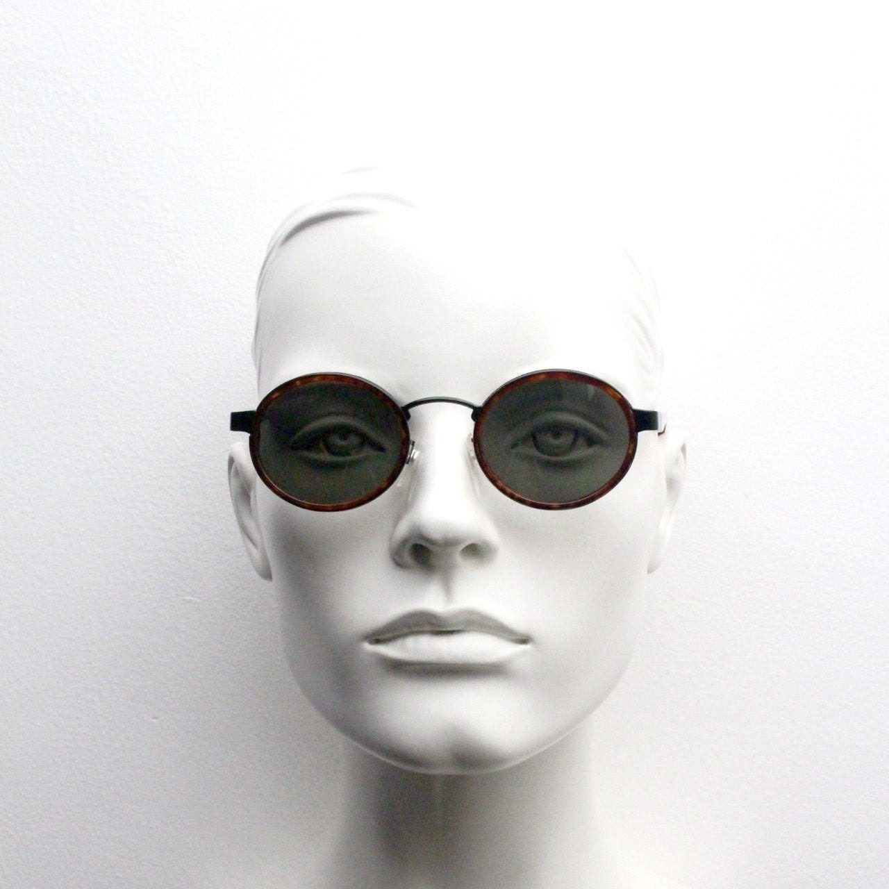 90s Vintage Oval Sunglasses. NOS Black Metal Frame Encasing Etsy UK