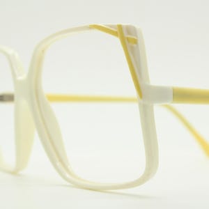 70s vintage oversized square eye glasses. Massive white acetate optical frame. Extreme fashion grail. Prescription rx spectacles