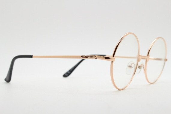 90s vintage round rose gold glasses frames. Clear… - image 5