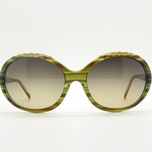 Christian Roth 90s vintage sunglasses model 14276 KH. Brown / green acetate 60s design bug eye with barley twist brow and graduating lenses image 2