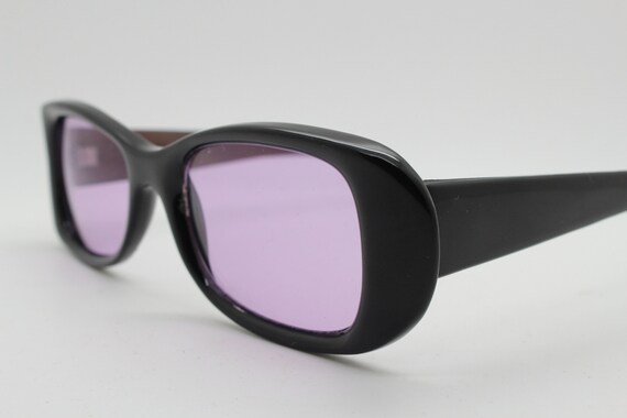 Y2K vintage curved rectangular sunglasses. Black … - image 4