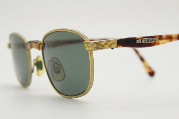 Fossil 90s vintage rectangular sunglasses. Gold s… - image 4