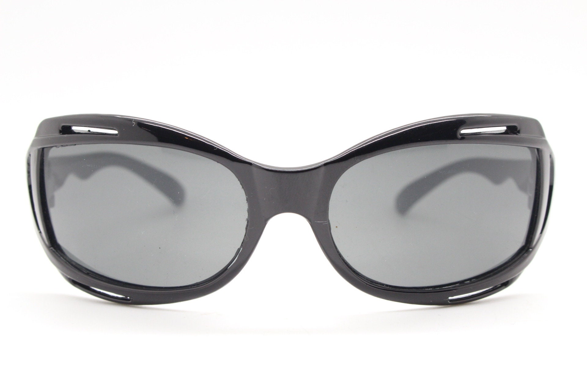 Kid's vintage Y2K wraparound sunglasses. Big black curved | Etsy