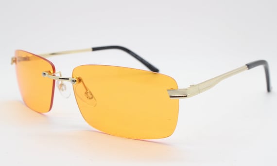 revisión diseñador Grasa Gafas de sol rectangulares sin marco Y2K. Lentes de color - Etsy España