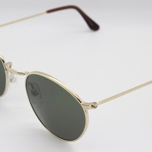 90s vintage refined aviator sunglasses. 60's style round metal frame with dark green lenses. BNWT. Unused NOS image 5