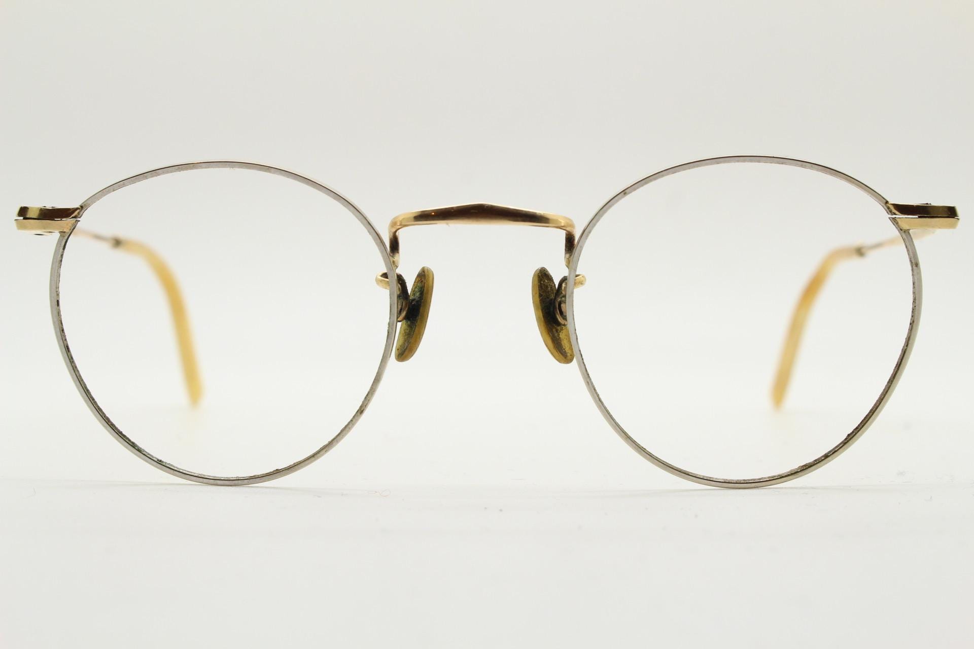 30s Vintage Art Deco Small Panto Eye Glasses. Subtle Round Silver and ...
