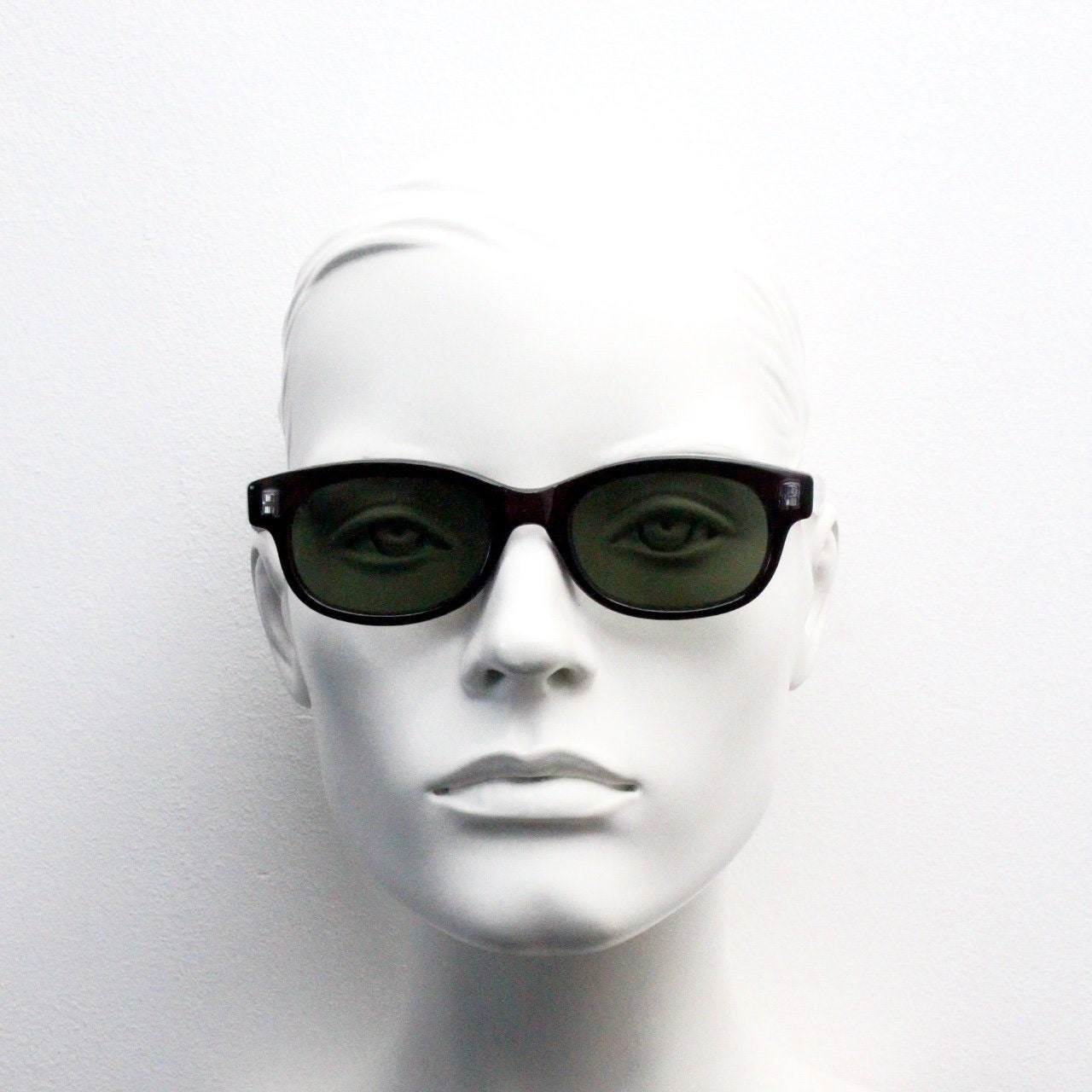 90s Vintage Slim Sunglasses. Black Gloss 60s Beatnik Design  display picture 1