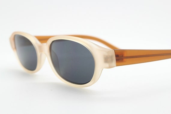 90s vintage 2 tone sunglasses. Frosted amber cat … - image 1