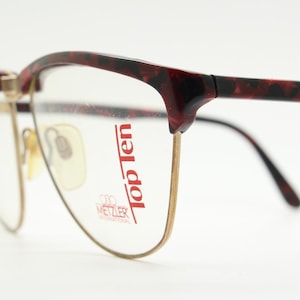 Lunettes de vue Metzler vintage des années 80 fabriquées en Allemagne. Demi-monture plate en acétate marron marbré intense. RX optique sur ordonnance. BNWT. NSA