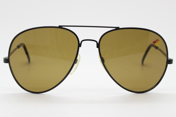 Vintage 70s aviator sunglasses. Black metal frame… - image 4