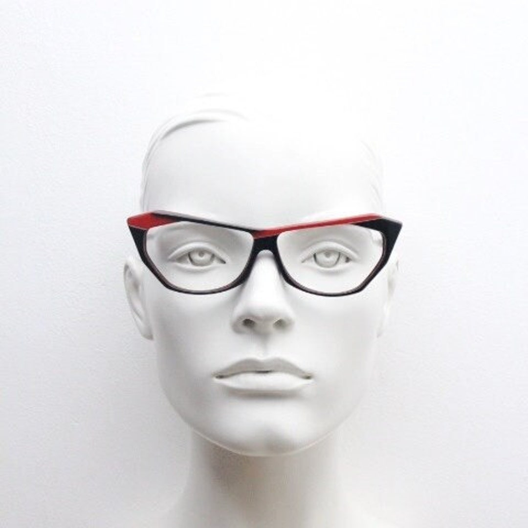 JP Michels 80s Vintage Cat Eye Glasses Made in France. Abstract Black