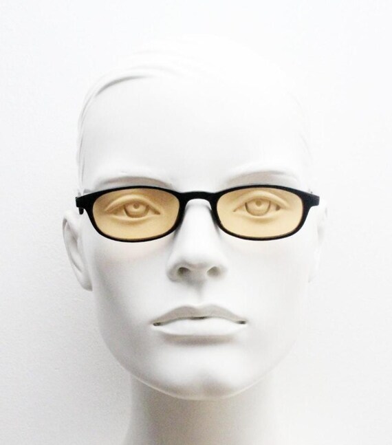 90s vintage rectangular acetate sunglasses. Black… - image 7