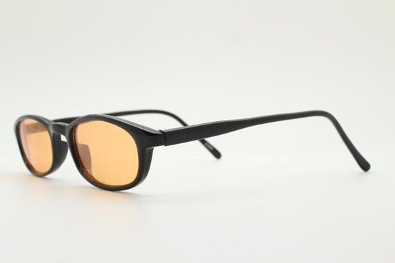 90s vintage rectangular acetate sunglasses. Black… - image 4