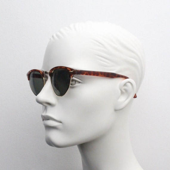 80s vintage cat eye sunglasses. Half frame tortoi… - image 2