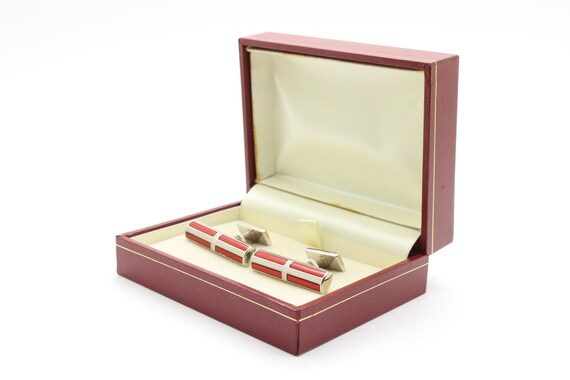 Vintage rectangular long bar cuff links made in E… - image 4