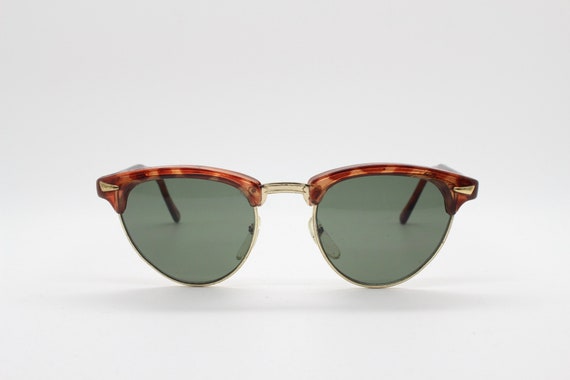 80s vintage cat eye sunglasses. Half frame tortoi… - image 3