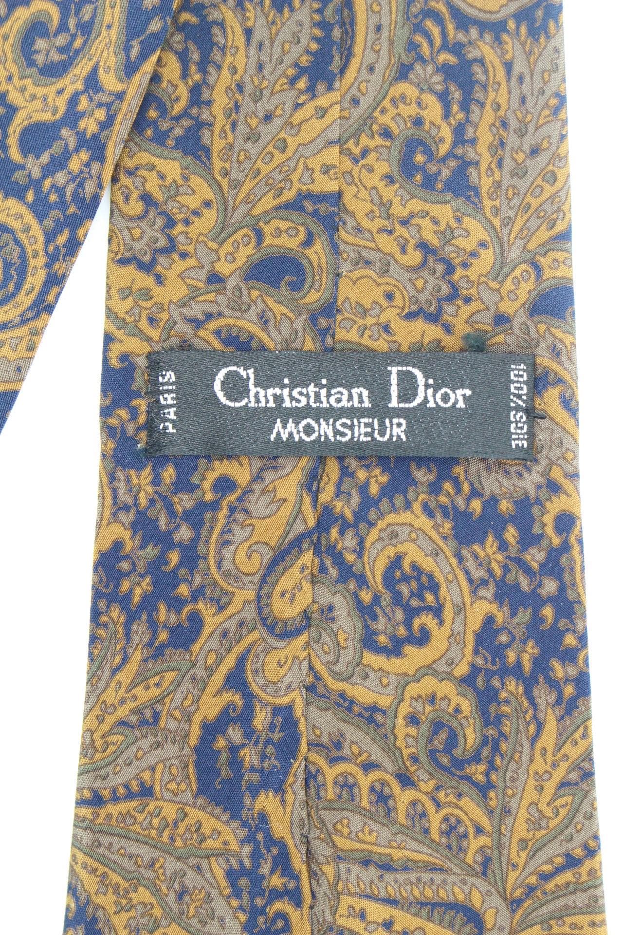 Christian Dior Monsieur 80s Vintage All Silk Necktie. Abstract