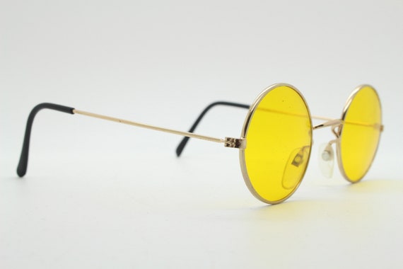 80's round vintage sunglasses. Small gold metal 1… - image 6