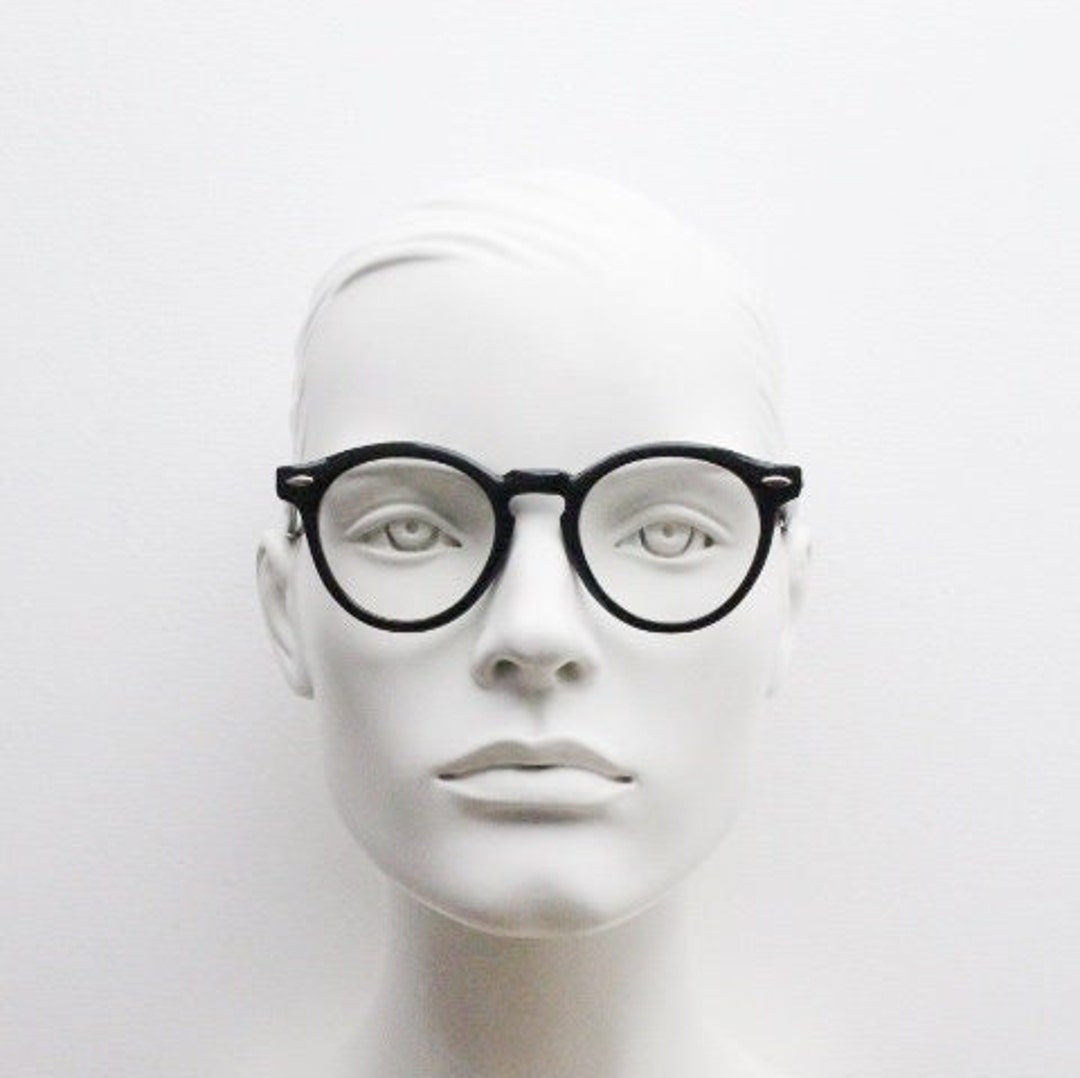 Farrows by Linda Farrow 80s Vintage Round Eye Glasses. Black Gloss ...