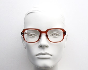 60s vintage square glasses by Romco. Transparent brown optical frames. Prescription eyeglasses. RX Spectacles