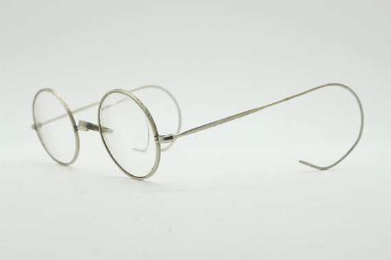 Victorian vintage antique silver eye glasses. Sma… - image 6