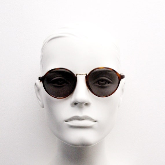 90s vintage round sunglasses made in Italy. Dark … - image 7