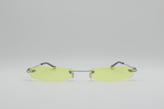 Ultimate Micro 90's Vintage Sunglasses With Tiny Frameless Yellow