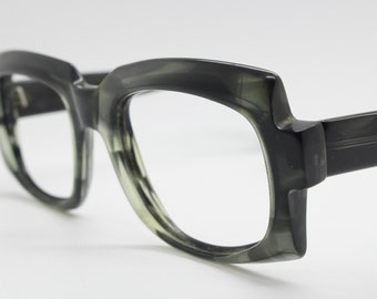Linda Farrow 70s vintage eyeglasses. Extremely rare black square optical frames. Prescription eyeglasses. RX Spectacles. Gallery Projects