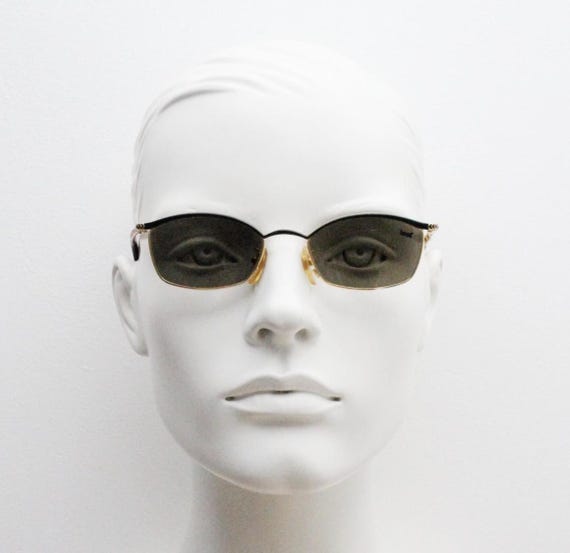 Look 90s vintage small rectangular sunglasses mad… - image 2