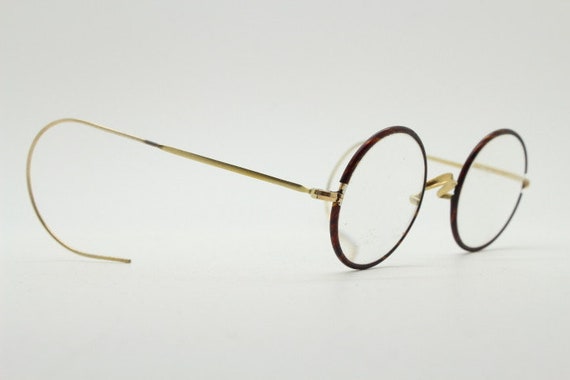 Round 20s, 30s vintage eye glasses. Tortoise lens… - image 8
