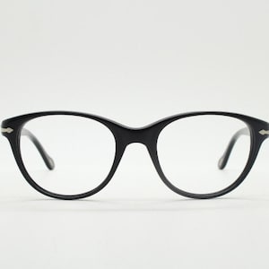 Persol vintage 60s design cat eye glasses model 3036 made in Italy. Black gloss acetate  optical frames. Prescription eyeglasses. Spectacles