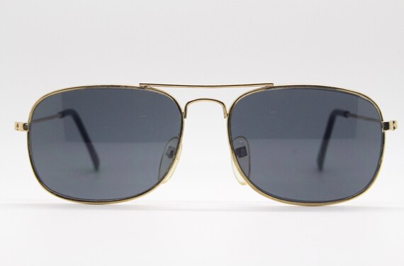 90s square aviator sunglasses. Slim gold metal fr… - image 3