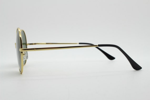 90s round vintage sunglasses. Medium size gold 60… - image 6