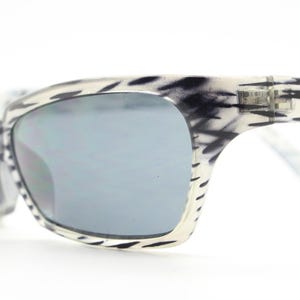 Alpina &#39;serious fun&#39; vintage 90s sport sunglasses model Cube Art made in Germany. Zebra pattern wrap around acetate frame. NOS shield