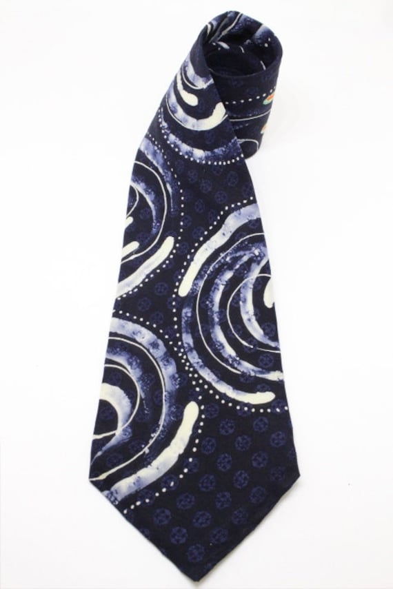 70s vintage pure silk Japanese neck tie. Abstract… - image 2