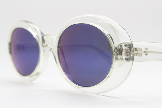 90s Vintage Oversized Round Sunglasses. Psychedelic Transparent