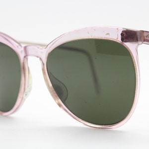Vintage 40er Jahre Sonnenbrille in transparentem pink. Transparente Damenbrille mit grünen Echtglasgläsern. 1950er Jahre Rockabilly Pin Up