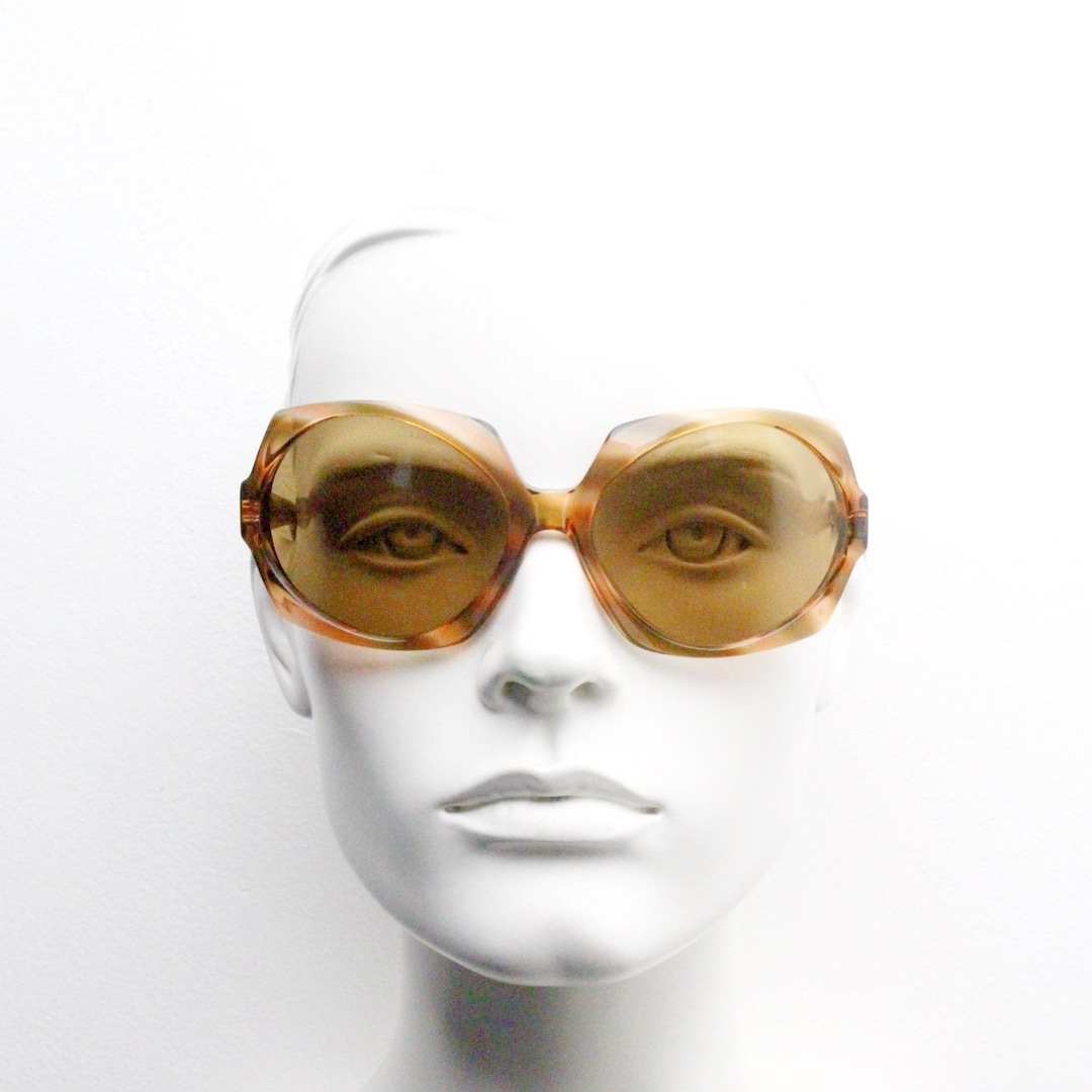 Lunettes de soleil hexagonales surdimensionnées vintage des années