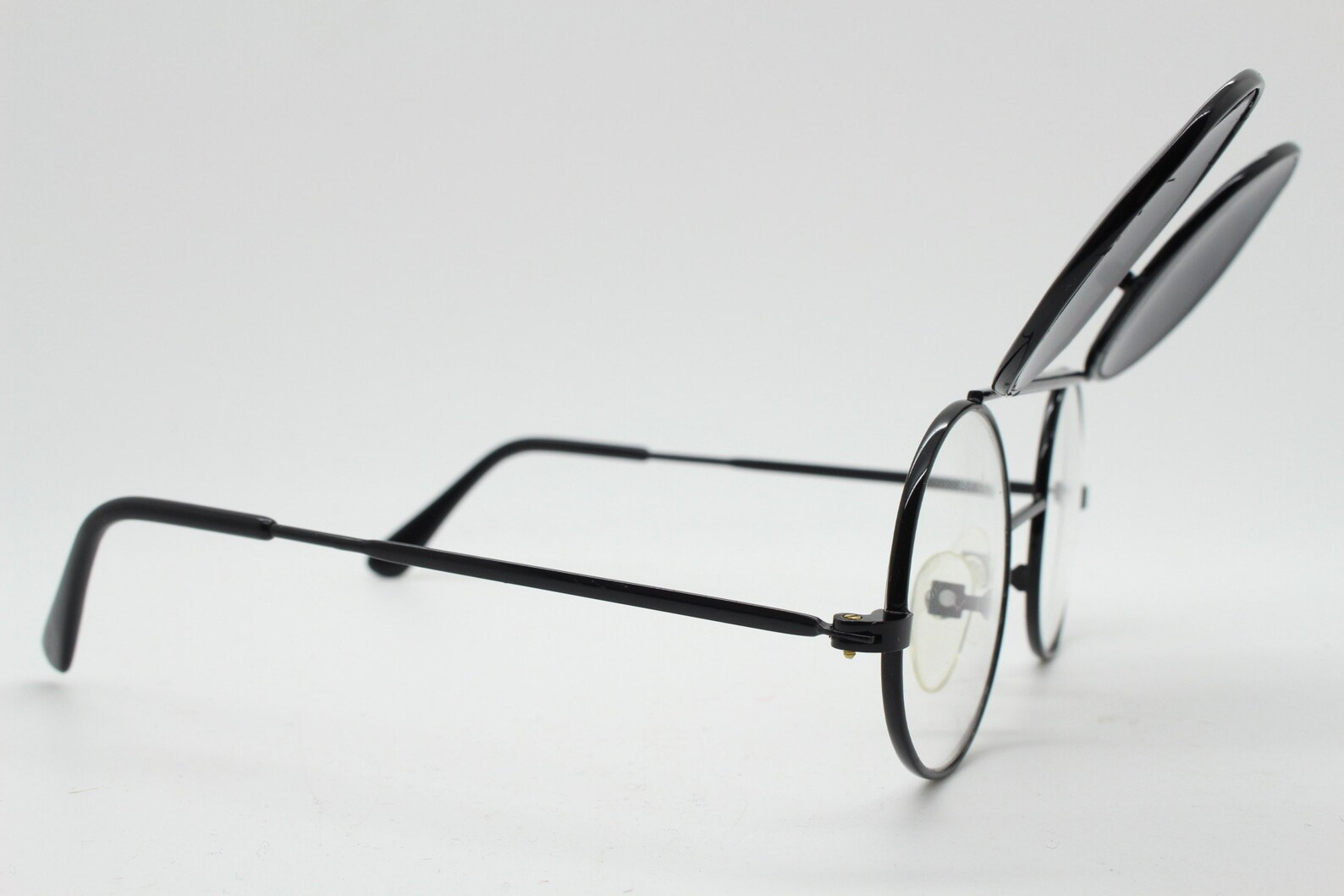 90s round kids flip up sunglasses. Clear lens black metal Etsy