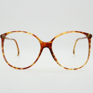 80s vintage oversized big round cateye eye glasses. Slim honey tortoise acetate optical frames. Prescription eyeglasses. RX Spectacles