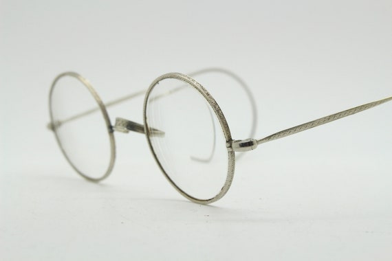 Victorian vintage antique silver eye glasses. Sma… - image 2