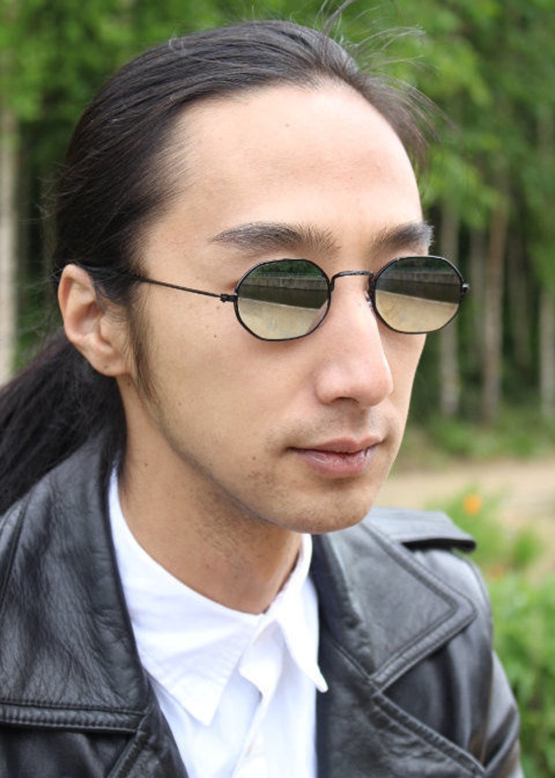 Round Silver Mirror Vintage Sunglasses For Men