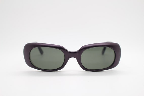 90s vintage rectangular sunglasses. Deep purple s… - image 4